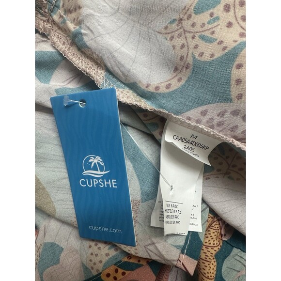 NWT Cupshe Women's M Soft Tropics Short Sleeve Mini Dress Rayon V-Neck Beach - Picture 8 of 9